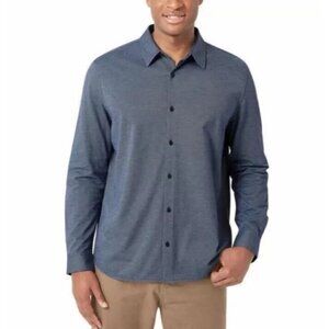 DKNY Men's M Blue Long-Sleeve Button-Up Shirt 100% Cotton